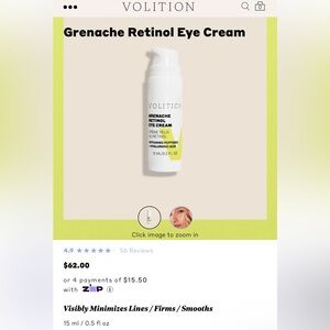 🍇 Volition Beauty Grenache Retinol Eye Cream – Peptides + Hyaluronic Acid 🍇